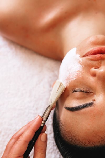 Hydrating Facial Mask Treatment Hydrating facial mask being applied during an advanced skin treatment at The Skin Health Club.